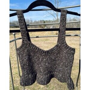 Zara Knit Ruffle Crop Tank Top Women’s Size Small